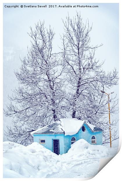 Little Blue House Print by Svetlana Sewell