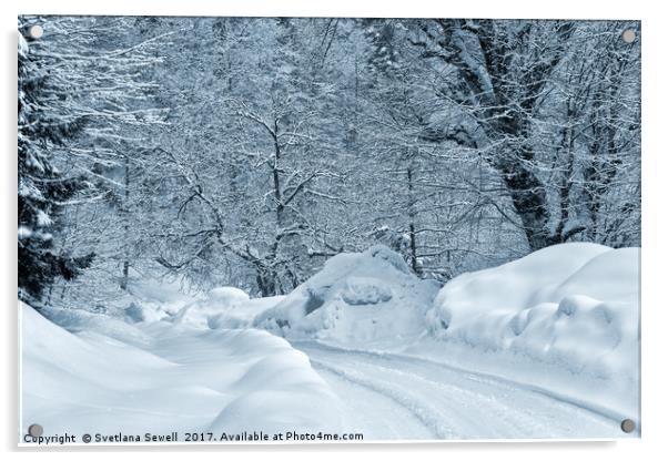 Winter Road Acrylic by Svetlana Sewell