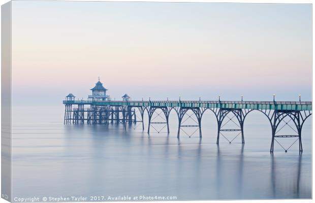 Sunset at Clevedon Pier Canvas Print by Stephen Taylor