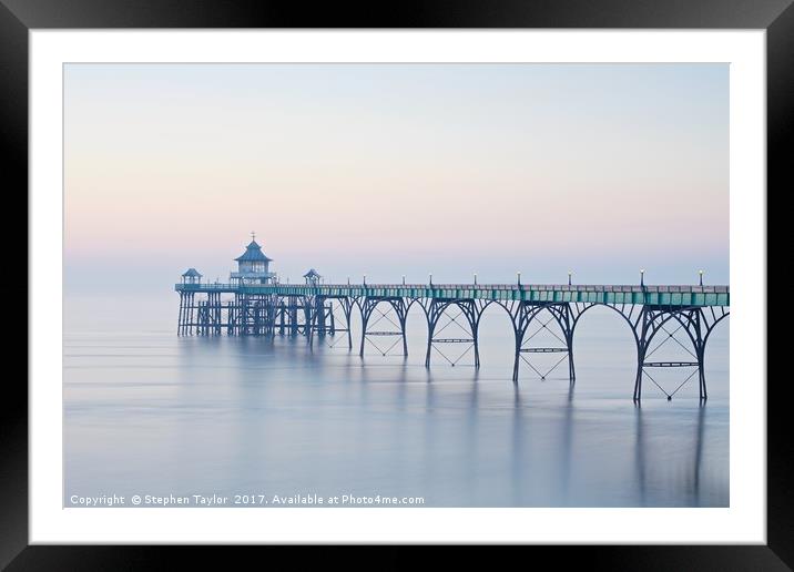 Sunset at Clevedon Pier Framed Mounted Print by Stephen Taylor
