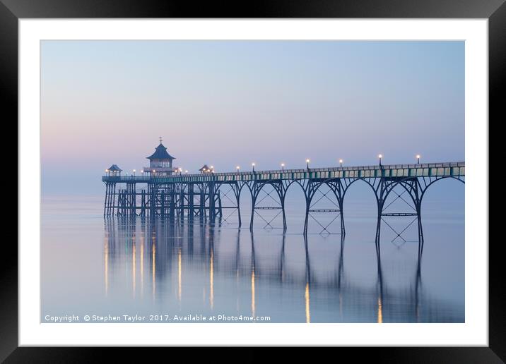 Dusk at Clevedon Pier Framed Mounted Print by Stephen Taylor