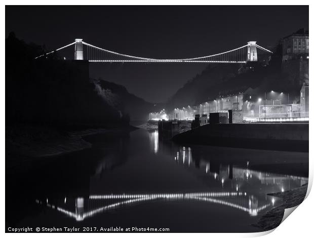 The Clifton Bridge Print by Stephen Taylor