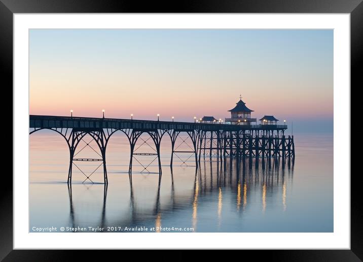 Sunset at Clevedon Pier Framed Mounted Print by Stephen Taylor