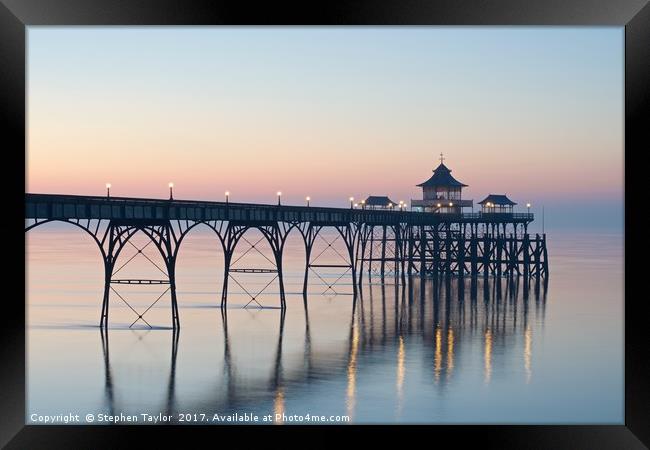 Sunset at Clevedon Pier Framed Print by Stephen Taylor