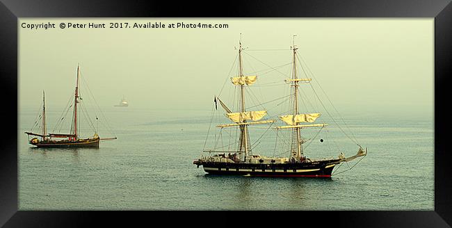 Anchored In The Mist Framed Print by Peter F Hunt