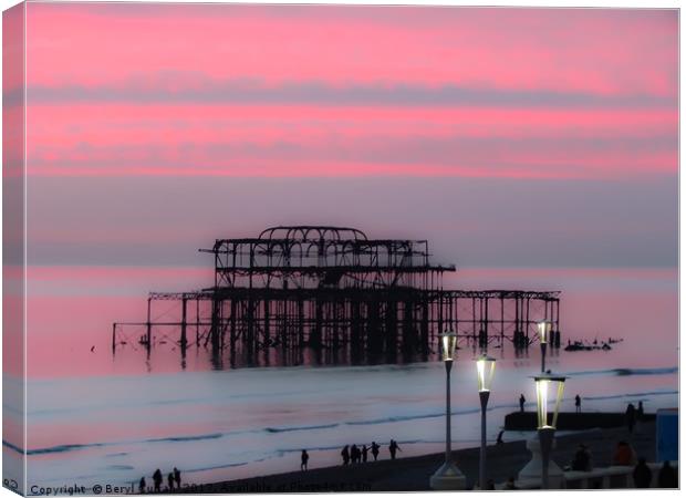 Majestic Sunset at Brightons West Pier Canvas Print by Beryl Curran