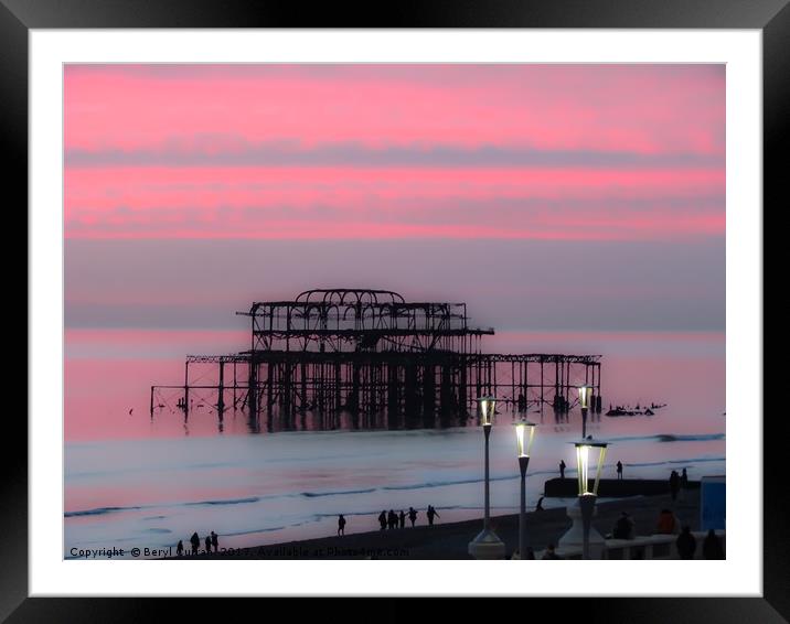 Majestic Sunset at Brightons West Pier Framed Mounted Print by Beryl Curran
