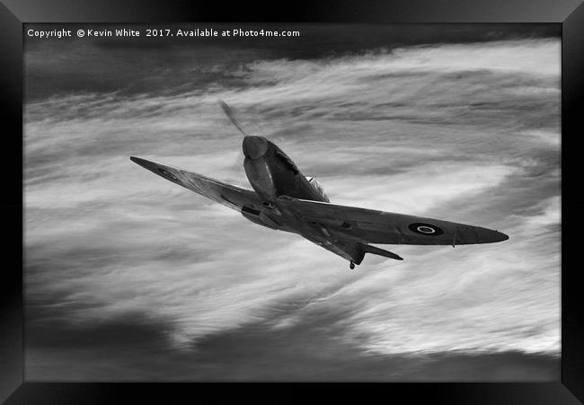 RAF Spitfire monochrome Framed Print by Kevin White