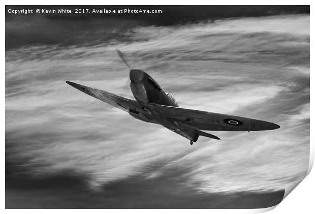 RAF Spitfire monochrome Print by Kevin White