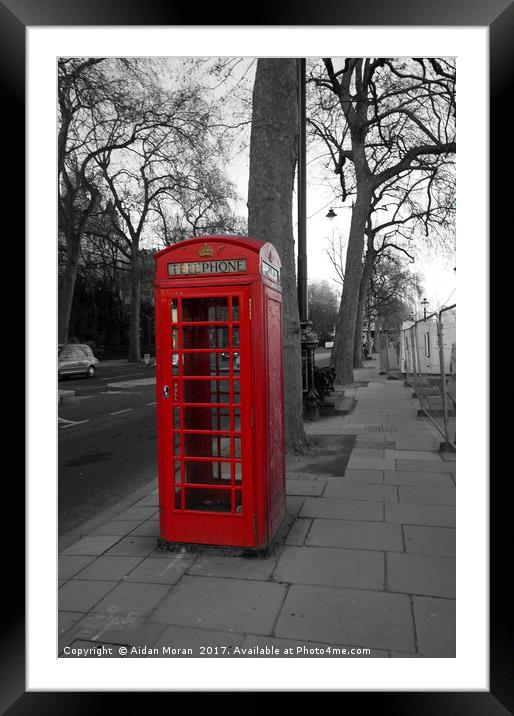 London Telephone Box  Framed Mounted Print by Aidan Moran