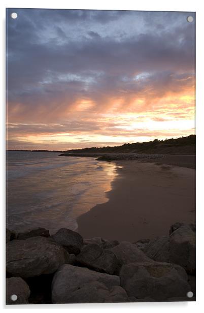 Highcliffe Beach at sunset Acrylic by Ian Middleton