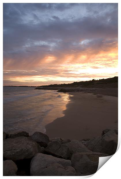 Highcliffe Beach at sunset Print by Ian Middleton