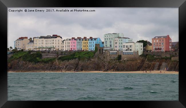 TENBY FROM THE SEA Framed Print by Jane Emery