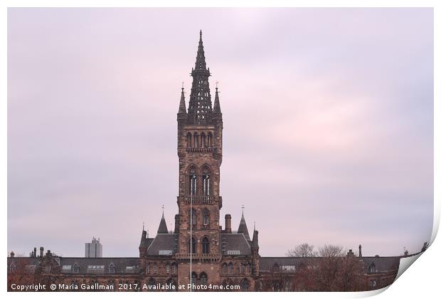 University of Glasgow at Sunrise Print by Maria Gaellman