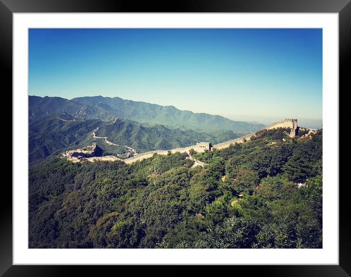 Overlooking the Great Wall of China Framed Mounted Print by Cecilia Zheng