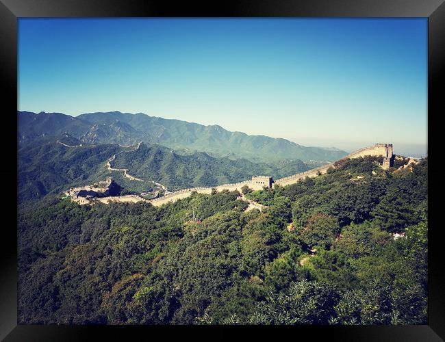 Overlooking the Great Wall of China Framed Print by Cecilia Zheng