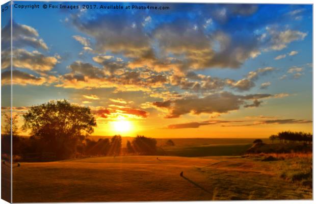 Sunset Over The Golf Course Canvas Print by Derrick Fox Lomax