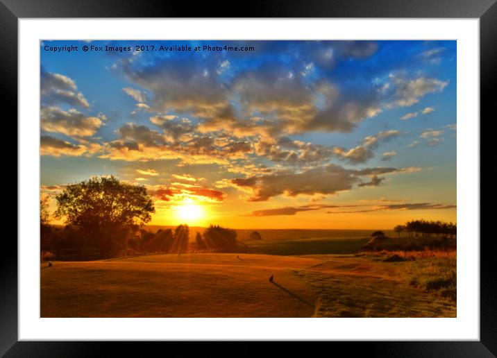 Sunset Over The Golf Course Framed Mounted Print by Derrick Fox Lomax