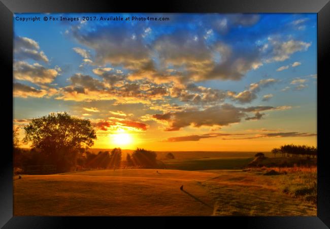Sunset Over The Golf Course Framed Print by Derrick Fox Lomax