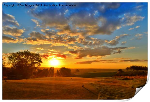 Sunset Over The Golf Course Print by Derrick Fox Lomax