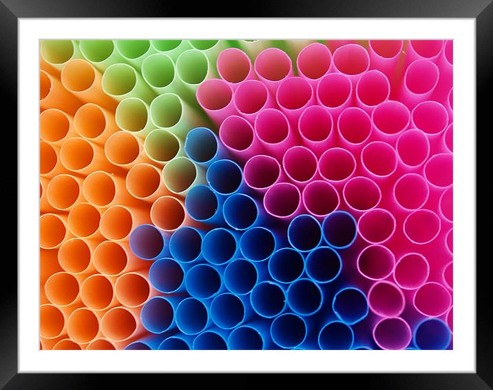 Coloured Straws Framed Mounted Print by Chris Thaxter