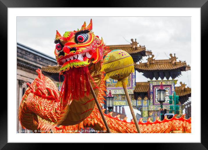 Dragon Dance in Chinatown Framed Mounted Print by Jason Wells