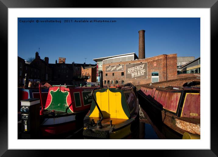 Canal Boats At The Regency Wharf Framed Mounted Print by rawshutterbug 