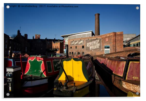 Canal Boats At The Regency Wharf Acrylic by rawshutterbug 
