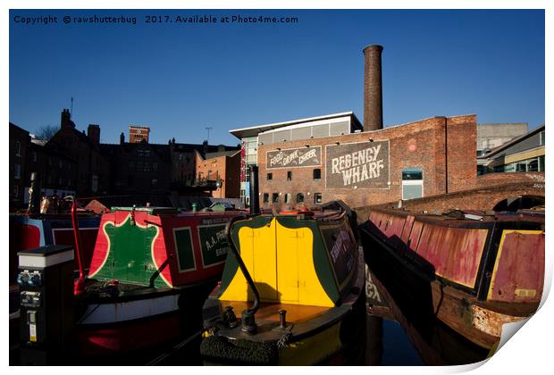 Canal Boats At The Regency Wharf Print by rawshutterbug 