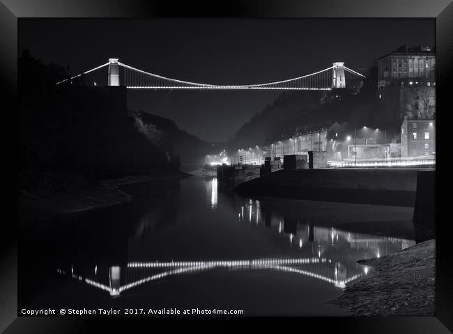 The Clifton Bridge at Night Framed Print by Stephen Taylor