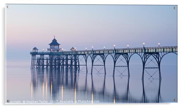 Clevedon Pier at dusk Acrylic by Stephen Taylor