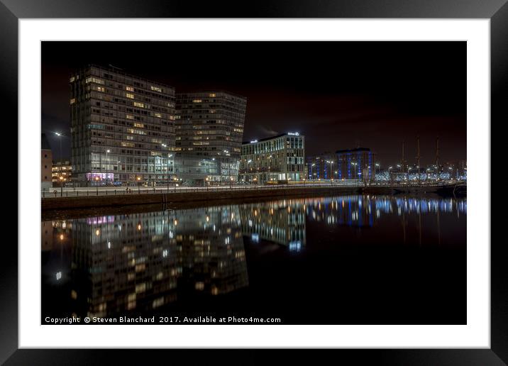 Liverpool docks at night Framed Mounted Print by Steven Blanchard