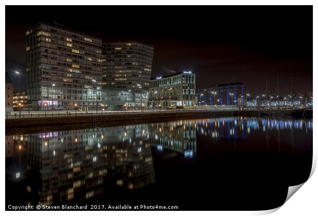 Liverpool docks at night Print by Steven Blanchard