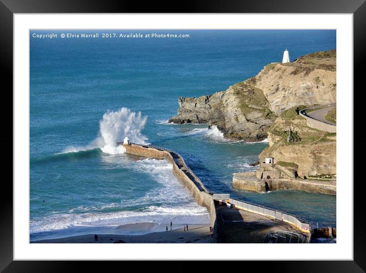 Portreath Harbour, Cornwall Framed Mounted Print by Elvia Worrall