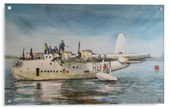 Short Sunderland Flying Boat Acrylic by John Lowerson