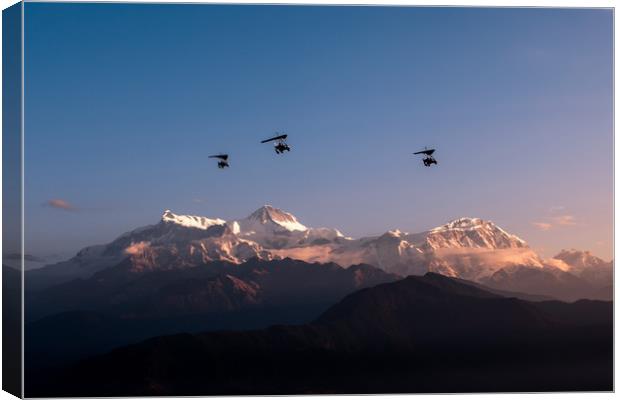 Flying Ultralight over Annapurna ii Canvas Print by Ambir Tolang