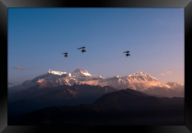 Flying Ultralight over Annapurna ii Framed Print by Ambir Tolang