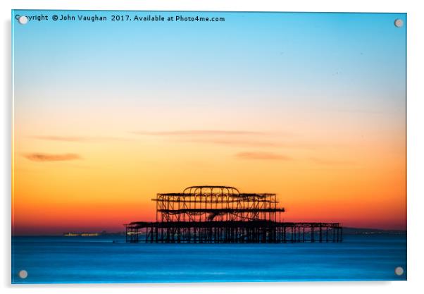 Sunset over West Pier Acrylic by John Vaughan