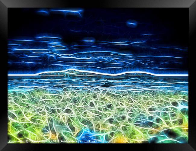 Moonlit Serenity: An Electric Ocean Framed Print by Catchavista 