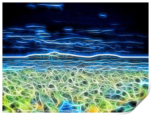 Moonlit Serenity: An Electric Ocean Print by Catchavista 