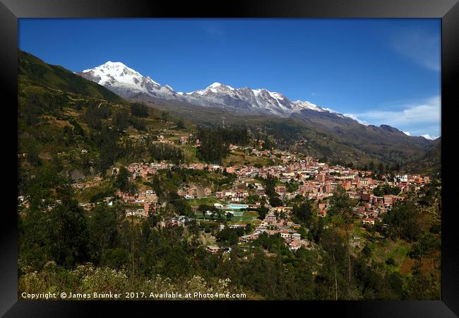 Sorata and peaks of Cordillera Real Bolivia Framed Print by James Brunker