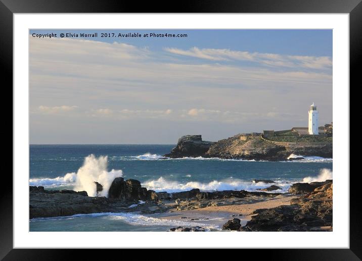 Godrevy Light House, St Ives Bay, Cornwall Framed Mounted Print by Elvia Worrall