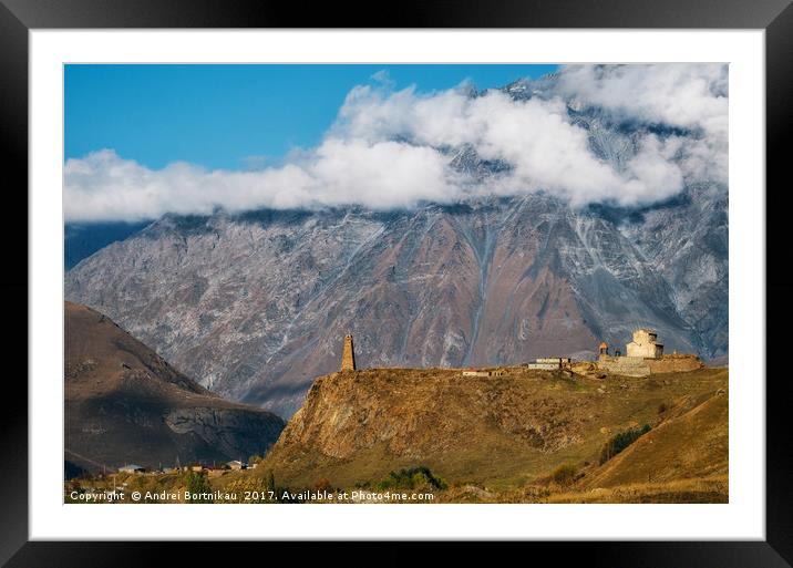 Sioni Church and caucasian watchtower in Georgia Framed Mounted Print by Andrei Bortnikau