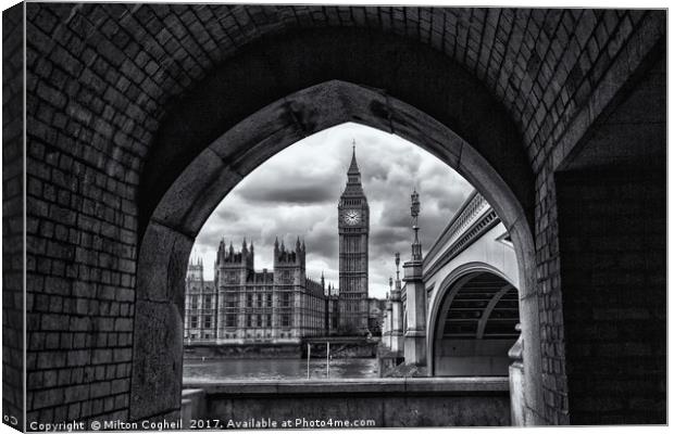 Big Ben, Westminster, London - B&W Canvas Print by Milton Cogheil