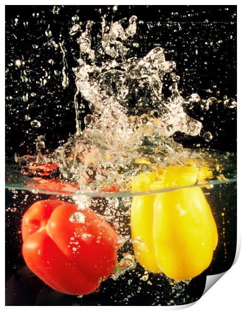 'CHILLY' PEPPERS IN WATER Print by Jane Emery