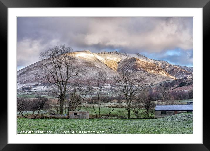 Snowy mountains Framed Mounted Print by Phil Reay