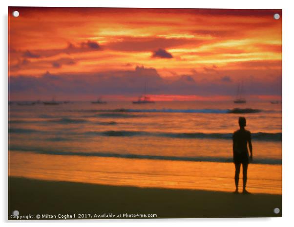 Orange Sunset Acrylic by Milton Cogheil