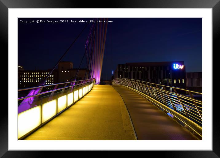  Manchester At Night Framed Mounted Print by Derrick Fox Lomax