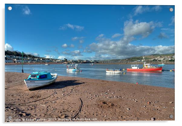 Winter on Teignmouth Back Beach on the River Teign Acrylic by Rosie Spooner