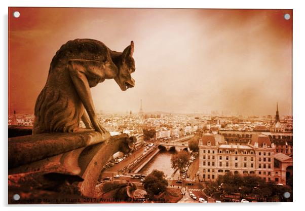 Paris Guardian - Notre Dame Gargoyle Acrylic by Martin Williams
